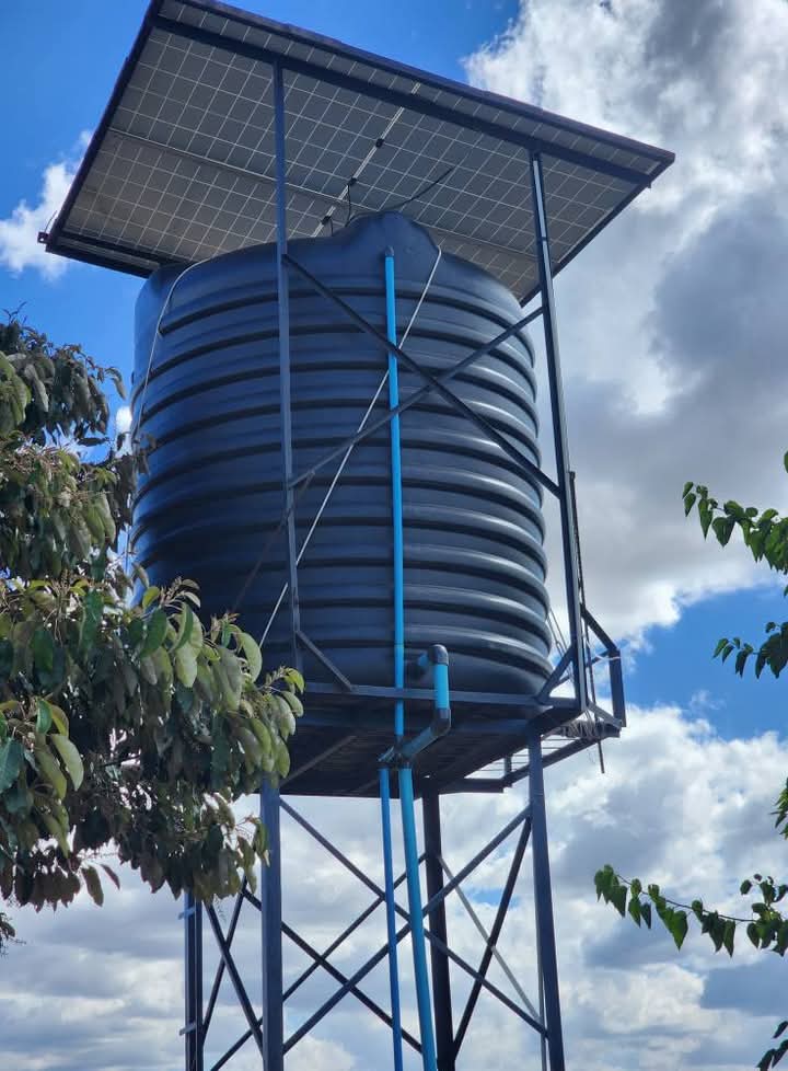 Solar-powered borehole and water tank